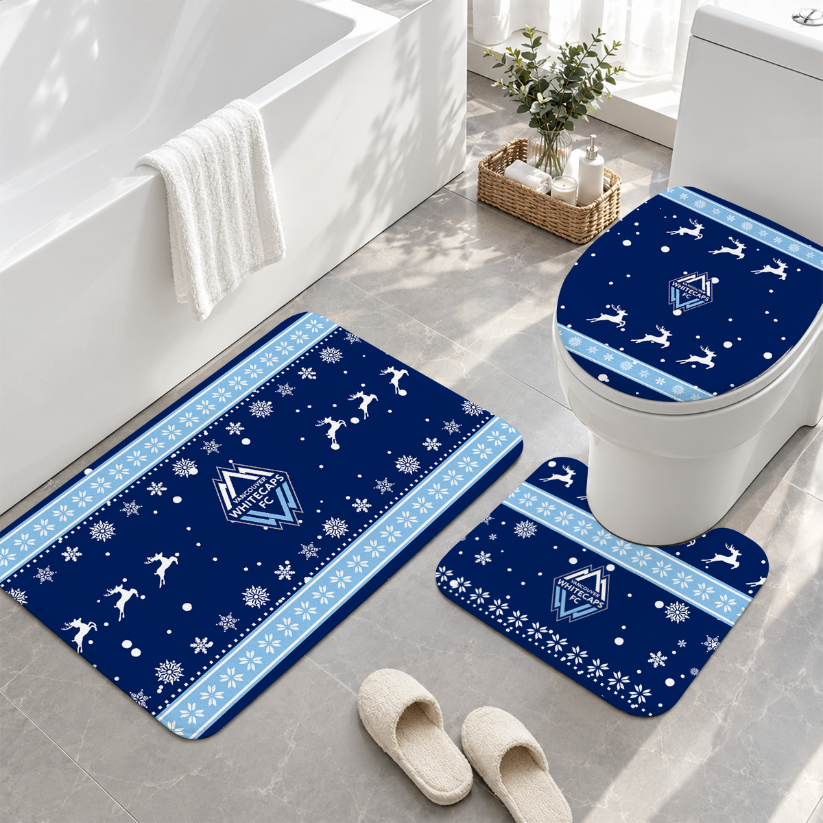[GOAL DEAL] NEW CUSTOMIZED MLS19 VWF VANCOUVER WHITECAPS FC 3-PIECE BATHROOM RUG SET