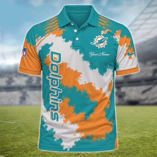 [TOUCHDOWN DEAL] NEW CUSTOMIZED NFL19 MDP MIAMI DOLPHINS MULTICOLOR POLO SHIRT