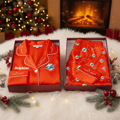 [TOUCHDOWN DEAL] NEW CUSTOMIZED NFL19 MDP MIAMI DOLPHINS LONG-SLEEVE PAJAMA SET