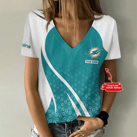 [TOUCHDOWN DEAL] NEW CUSTOMIZED NFL19 MDP MIAMI DOLPHINS V-NECK FEMALE SHIRT
