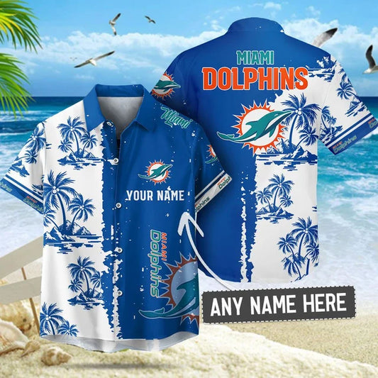[TOUCHDOWN DEAL] NEW CUSTOMIZED NFL19 MDP MIAMI DOLPHINS UNISEX HAWAIIAN SHIRT & SHORTS SET
