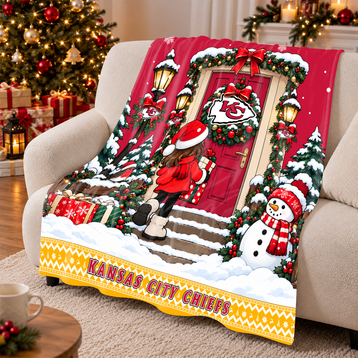 [TOUCHDOWN DEAL] NEW CUSTOMIZED NFL01 KCC THE CHIEFS FLEECE BLANKET