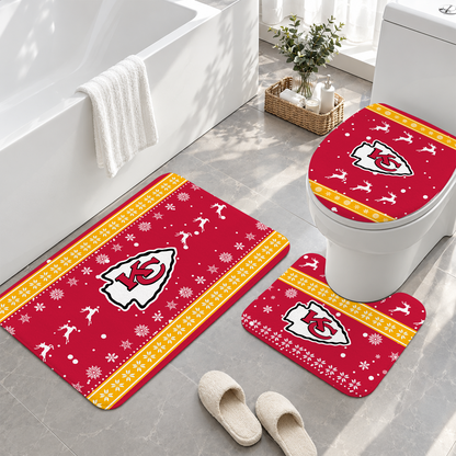 [TOUCHDOWN DEAL] NEW CUSTOMIZED NFL01 KCC KANSAS CITY CHIEFS 3-PIECE BATHROOM RUG SET