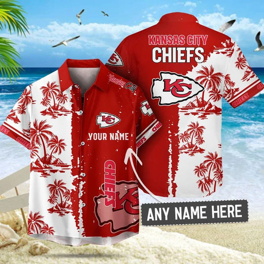 [TOUCHDOWN DEAL] NEW CUSTOMIZED NFL01 KCC KANSAS CITY CHIEFS UNISEX HAWAIIAN SHIRT & SHORTS SET