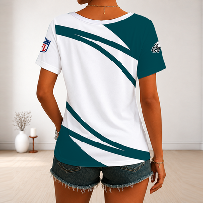 [TOUCHDOWN DEAL] NEW CUSTOMIZED NFL02 PPE PHILADELPHIA EAGLES V-NECK FEMALE SHIRT