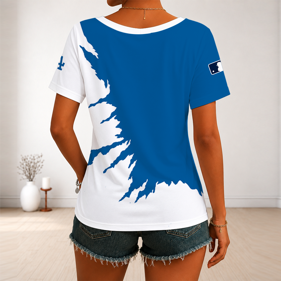 [HOMERUN DEAL] NEW CUSTOMIZED MLB02 LAD LOS ANGELES DODGERS V-NECK FEMALE SHIRT