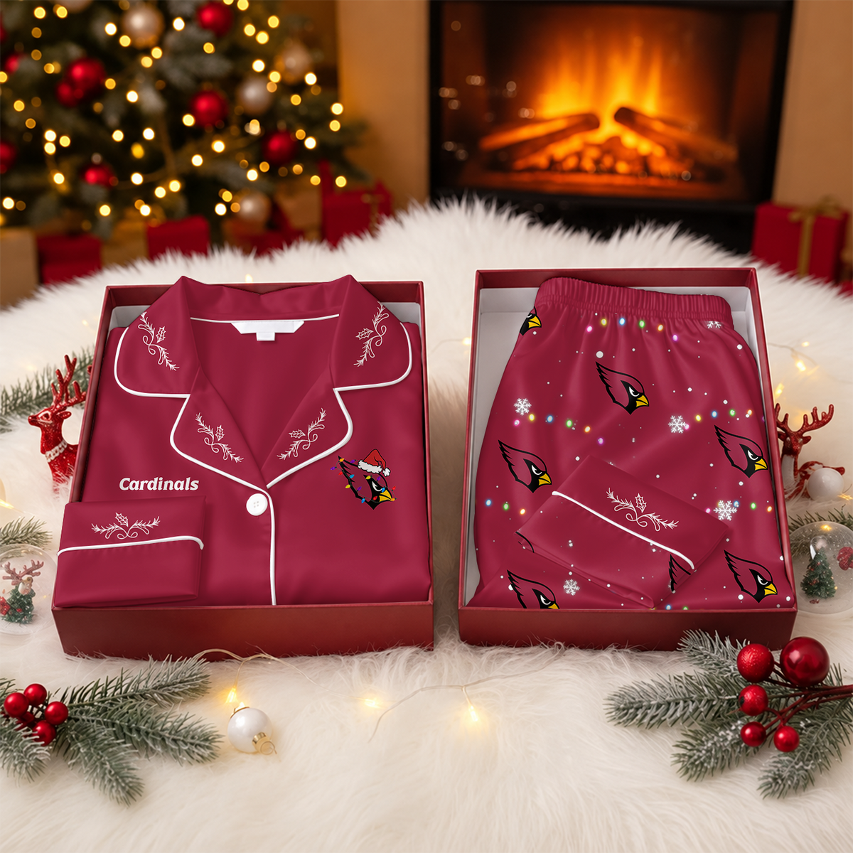 [TOUCHDOWN DEAL] NEW CUSTOMIZED NFL20 ARC ARIZONA CARDINALS LONG-SLEEVE PAJAMA SET