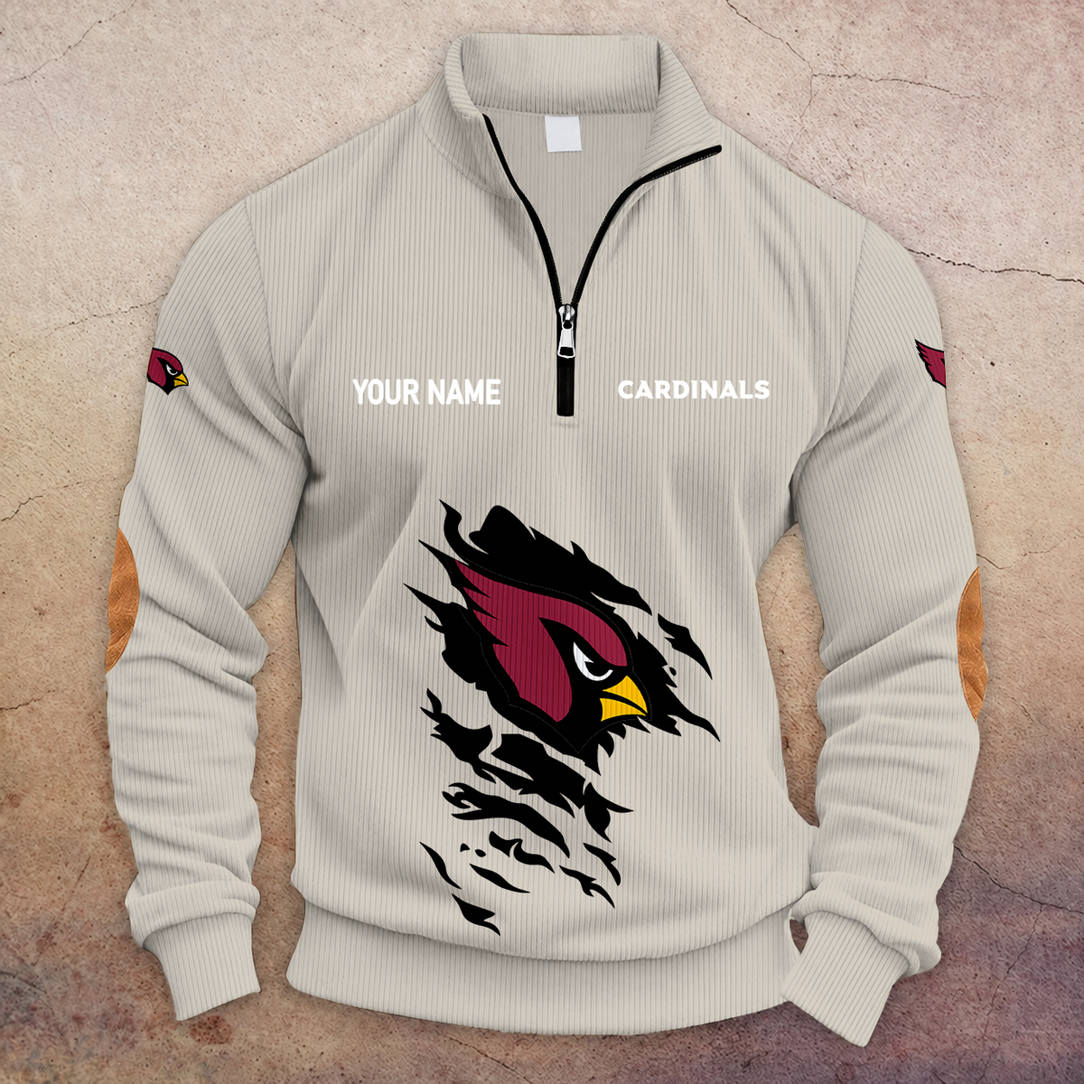 [TOUCHDOWN DEAL] NEW CUSTOMIZED NFL20 ARC ARIZONA CARDINALS MULTICOLOR STRIPED QUATER ZIP SWEATSHIRT