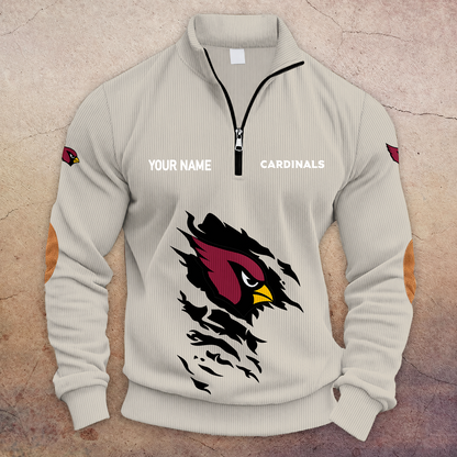 [TOUCHDOWN DEAL] NEW CUSTOMIZED NFL20 ARC ARIZONA CARDINALS MULTICOLOR STRIPED QUATER ZIP SWEATSHIRT