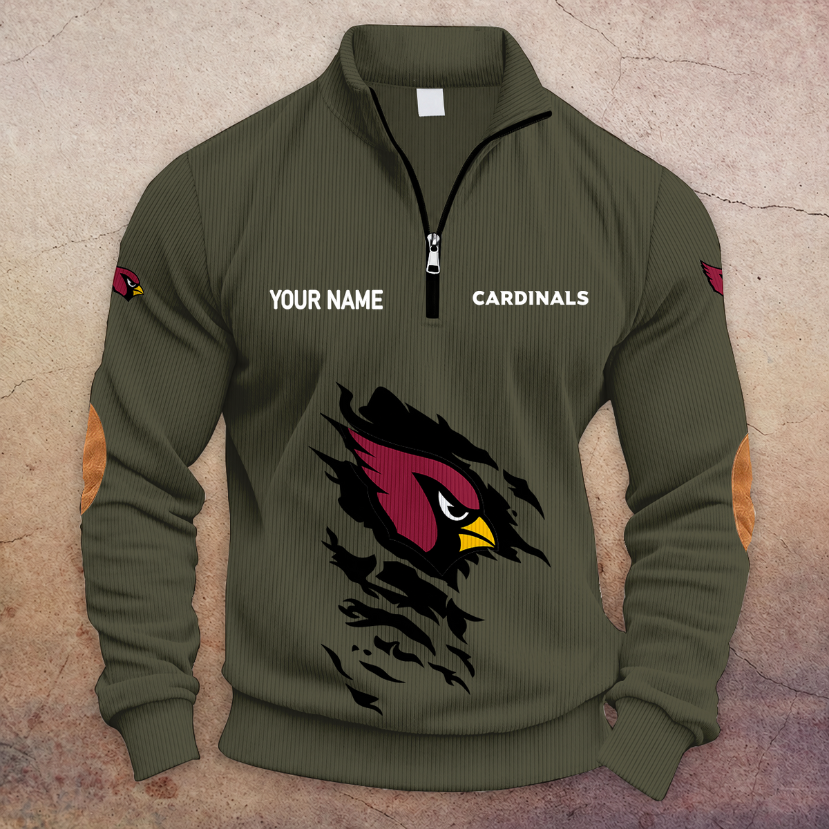[TOUCHDOWN DEAL] NEW CUSTOMIZED NFL20 ARC ARIZONA CARDINALS MULTICOLOR STRIPED QUATER ZIP SWEATSHIRT
