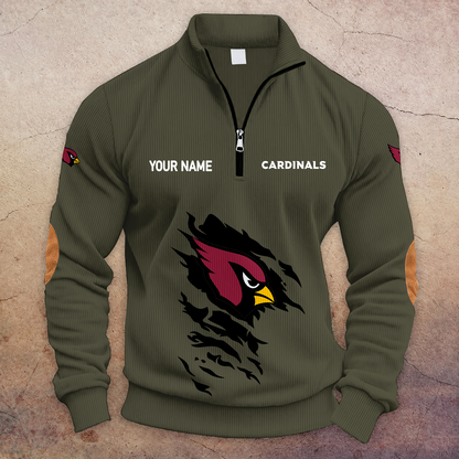[TOUCHDOWN DEAL] NEW CUSTOMIZED NFL20 ARC ARIZONA CARDINALS MULTICOLOR STRIPED QUATER ZIP SWEATSHIRT