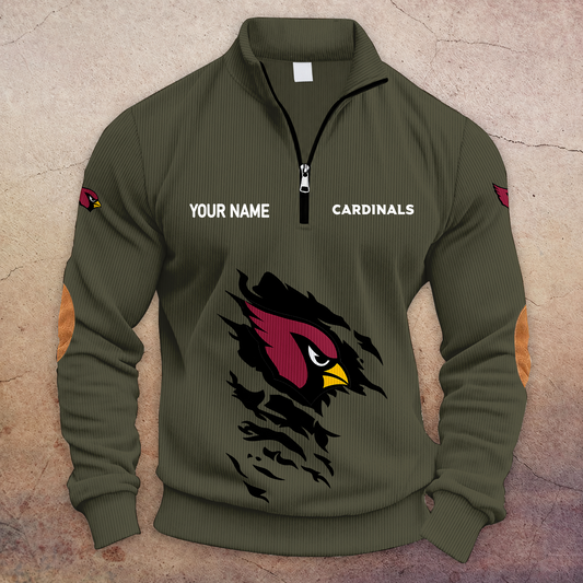 [TOUCHDOWN DEAL] NEW CUSTOMIZED NFL20 ARC ARIZONA CARDINALS MULTICOLOR STRIPED QUATER ZIP SWEATSHIRT