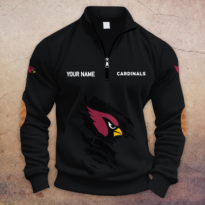 [TOUCHDOWN DEAL] NEW CUSTOMIZED NFL20 ARC ARIZONA CARDINALS MULTICOLOR STRIPED QUATER ZIP SWEATSHIRT