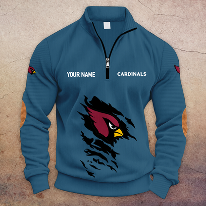 [TOUCHDOWN DEAL] NEW CUSTOMIZED NFL20 ARC ARIZONA CARDINALS MULTICOLOR STRIPED QUATER ZIP SWEATSHIRT
