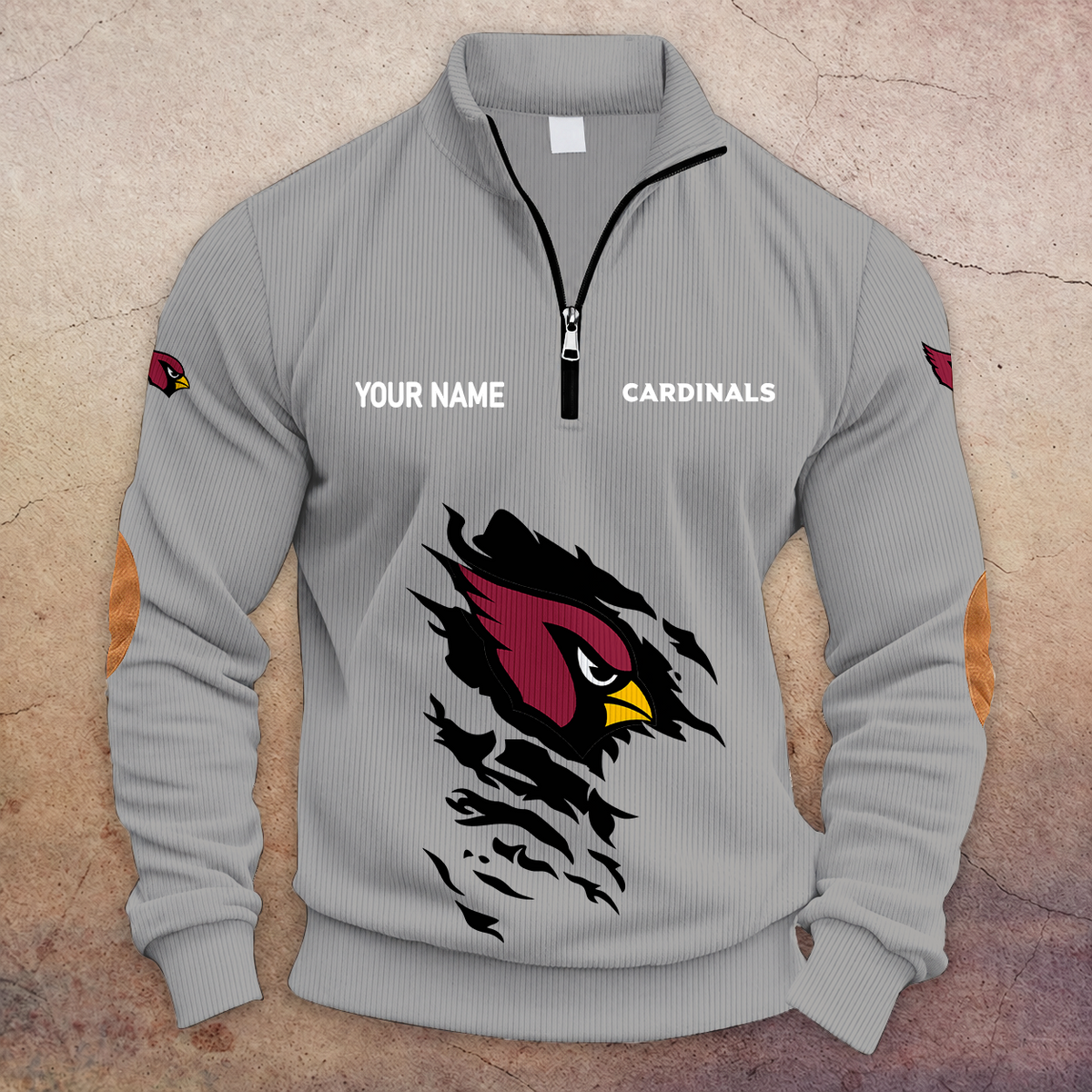 [TOUCHDOWN DEAL] NEW CUSTOMIZED NFL20 ARC ARIZONA CARDINALS MULTICOLOR STRIPED QUATER ZIP SWEATSHIRT