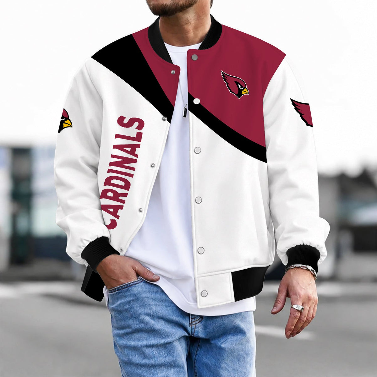 [TOUCHDOWN DEAL] NEW CUSTOMIZED NFL20 ARC ARIZONA CARDINALS SATIN VARSITY & BASEBALL JACKET