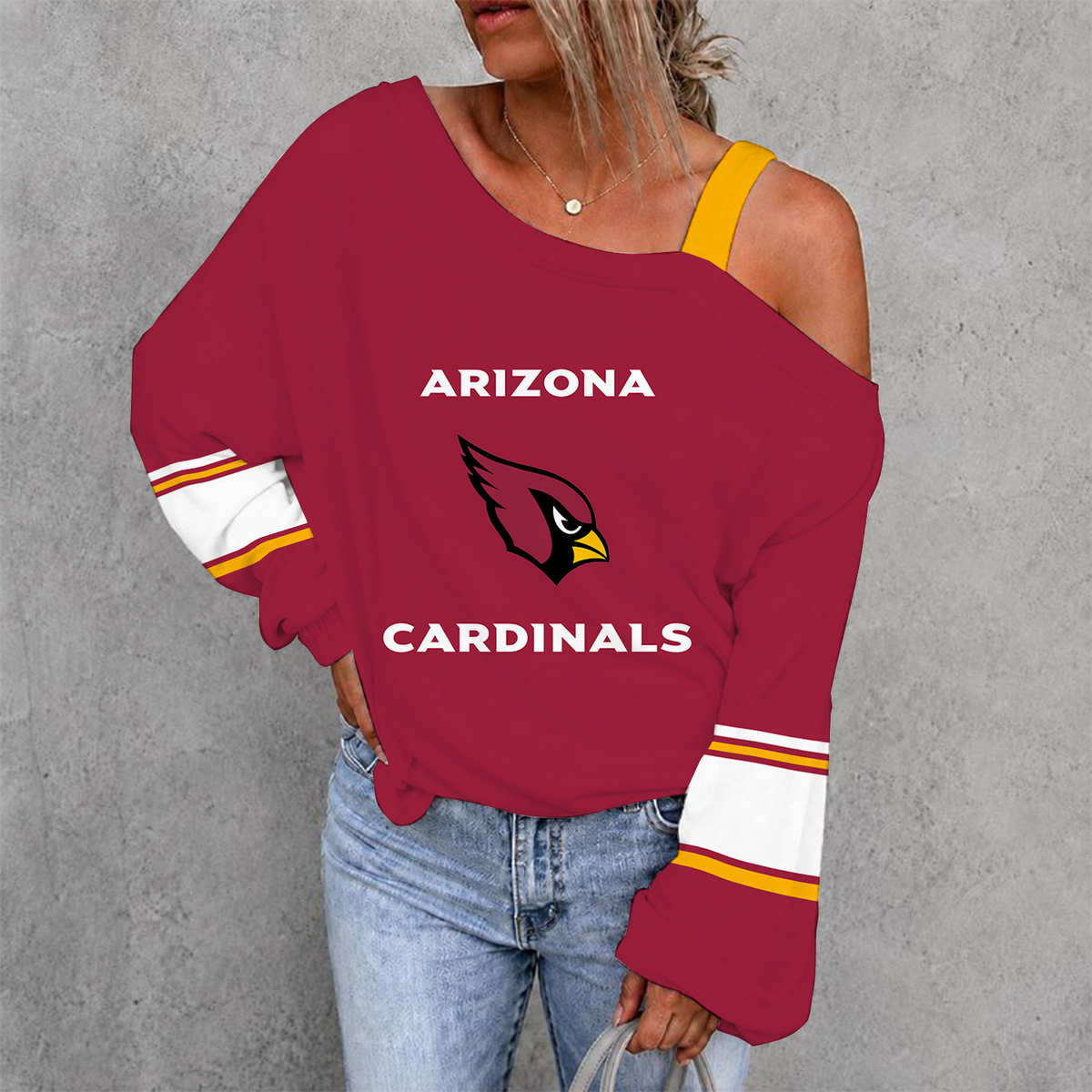 [TOUCHDOWN DEAL] NEW CUSTOMIZED NFL20 ARC ARIZONA CARDINALS WOMEN'S OFF-SHOULDER LONG SLEEVE SHIRT