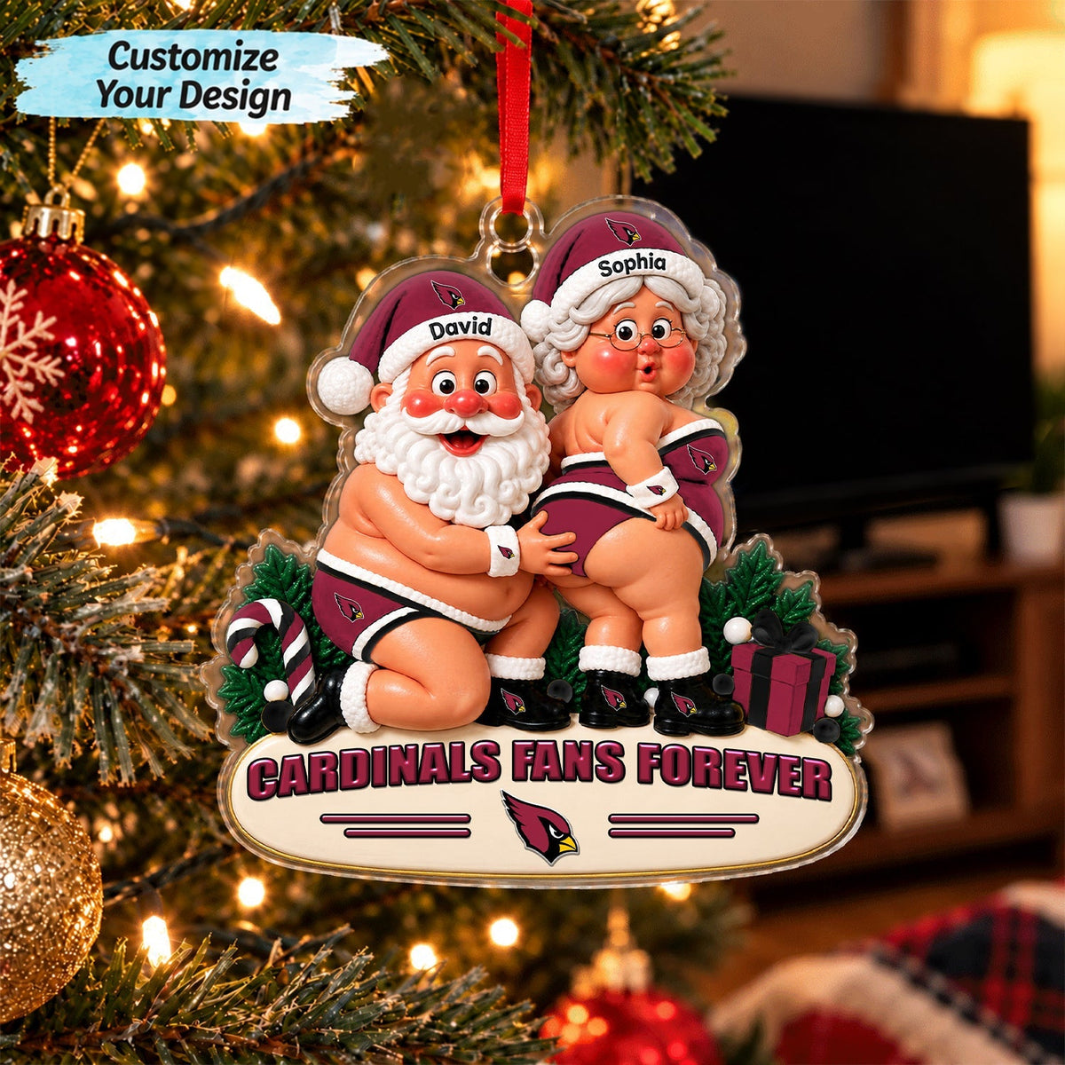 [TOUCHDOWN DEAL] NEW CUSTOMIZED NFL20 ARC ARIZONA CARDINALS CHRISTMAS ACRYLIC ORNAMENT