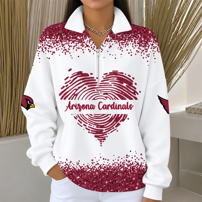 [TOUCHDOWN DEAL] NEW CUSTOMIZED NFL20 ARC THE CARDINALS QUARTER ZIP RIBBED SWEATER