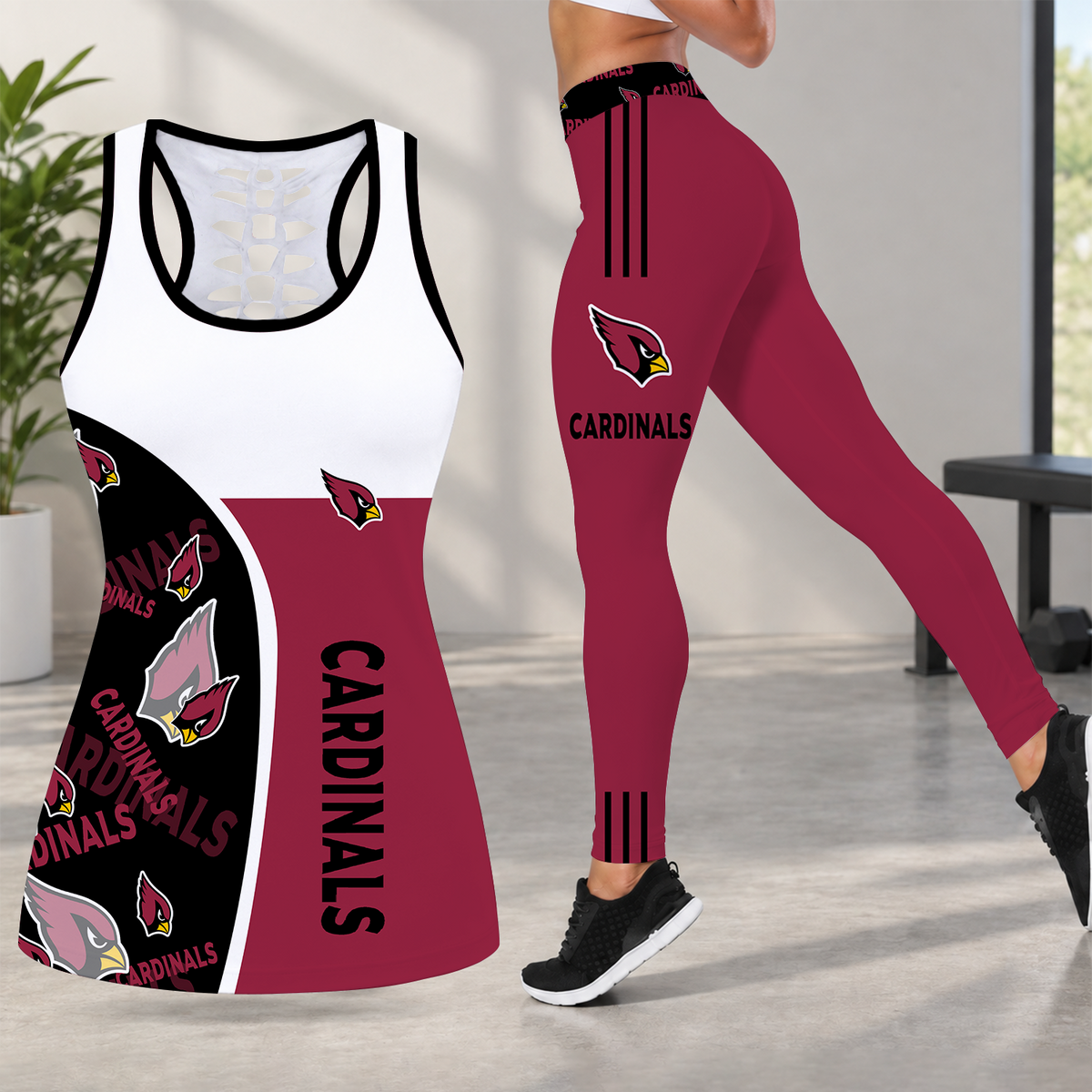 [TOUCHDOWN DEAL] NEW CUSTOMIZED NFL20 ARC ARIZONA CARDINALS HOLLOW TANK TOP & LEGGINGS SET