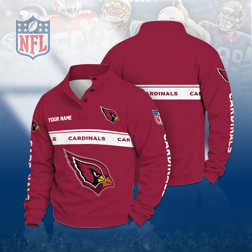 [TOUCHDOWN DEAL] NEW CUSTOMIZED NFL20 ARC THE CARDINALS QUARTER-BUTTON STAND-COLLAR SWEATSHIRT
