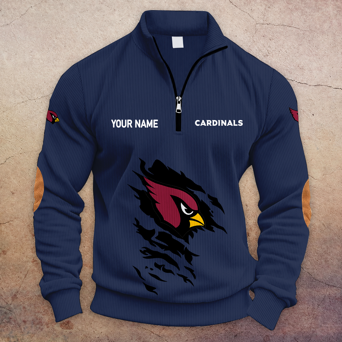 [TOUCHDOWN DEAL] NEW CUSTOMIZED NFL20 ARC ARIZONA CARDINALS MULTICOLOR STRIPED QUATER ZIP SWEATSHIRT