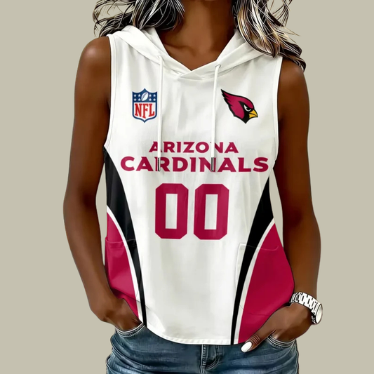[TOUCHDOWN DEAL] NEW CUSTOMIZED NFL20 ARC ARIZONA CARDINALS WOMEN'S SLEEVELESS HOODED POCKET TANK TOP