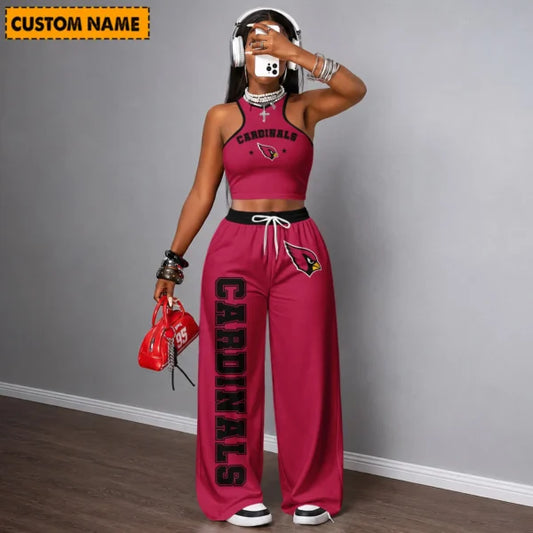 [TOUCHDOWN DEAL] NEW CUSTOMIZED NFL20 ARC ARIZONA CARDINALS WOMEN'S CROP TOP & LONGPANTS SET
