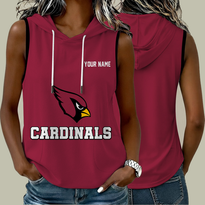 [TOUCHDOWN DEAL] NEW CUSTOMIZED NFL20 ARC ARIZONA CARDINALS WOMEN'S SLEEVELESS HOODED POCKET TANK TOP