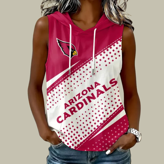 [TOUCHDOWN DEAL] NEW CUSTOMIZED NFL20 ARC ARIZONA CARDINALS WOMEN'S SLEEVELESS HOODED POCKET TANK TOP