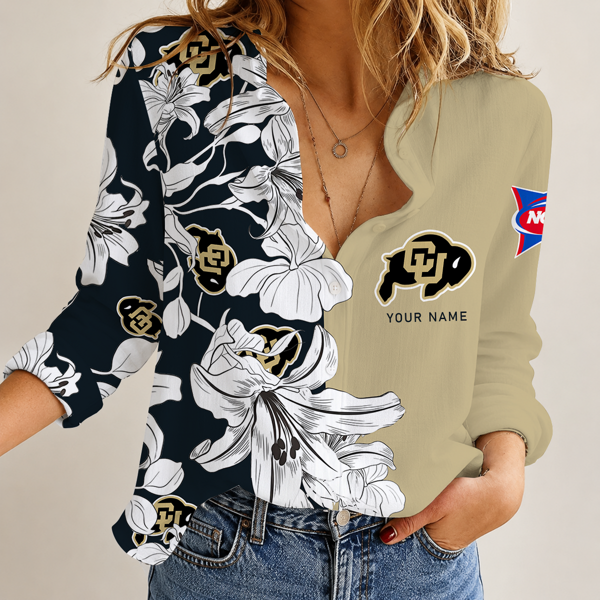 [TOUCHDOWN DEAL] NEW CUSTOMIZED NCAA FBS20 CRB COLORADO BUFFALOES WOMEN CASUAL SHIRT