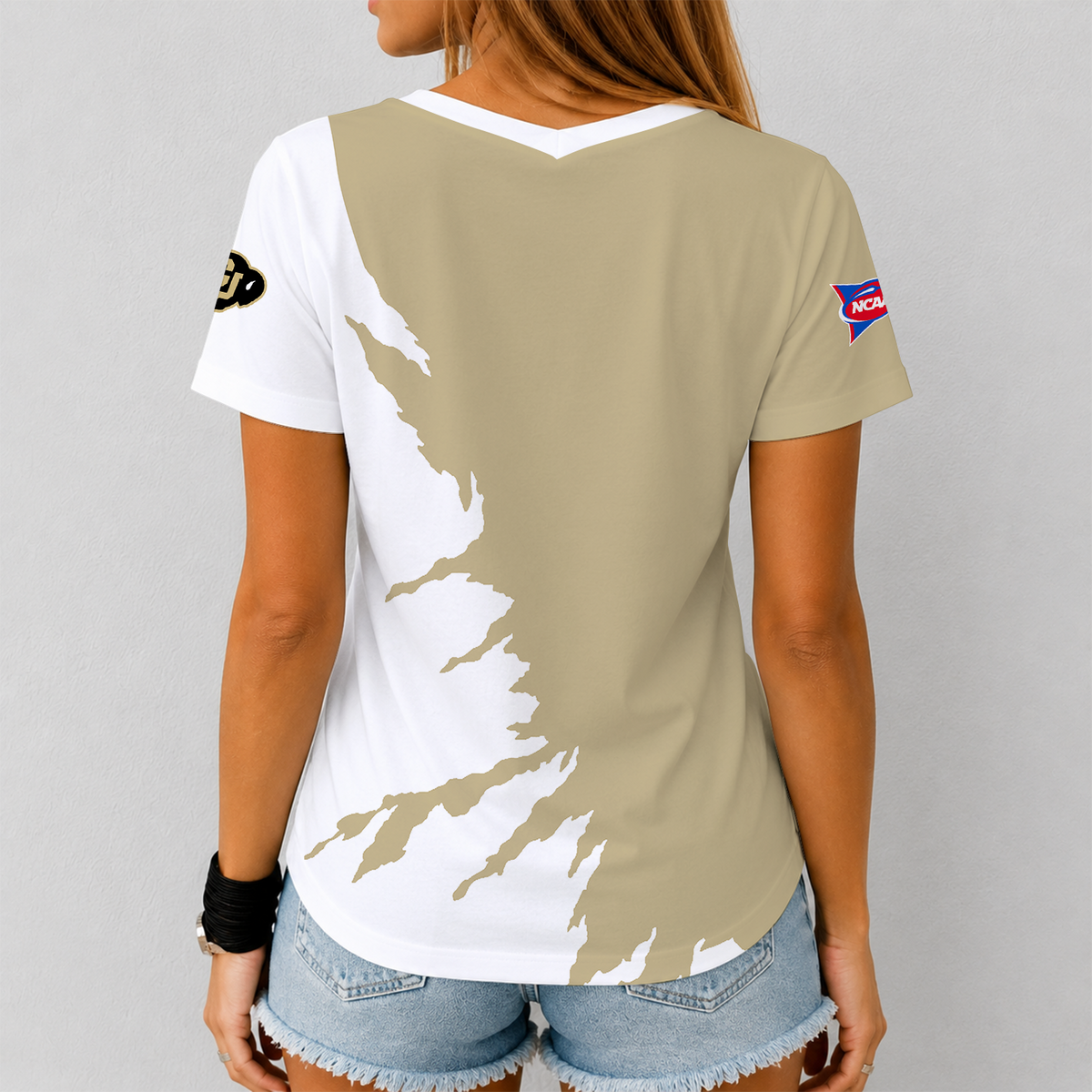 [TOUCHDOWN DEAL] NEW CUSTOMIZED NCAA FBS20 CRB COLORADO BUFFALOES V-NECK FEMALE SHIRT