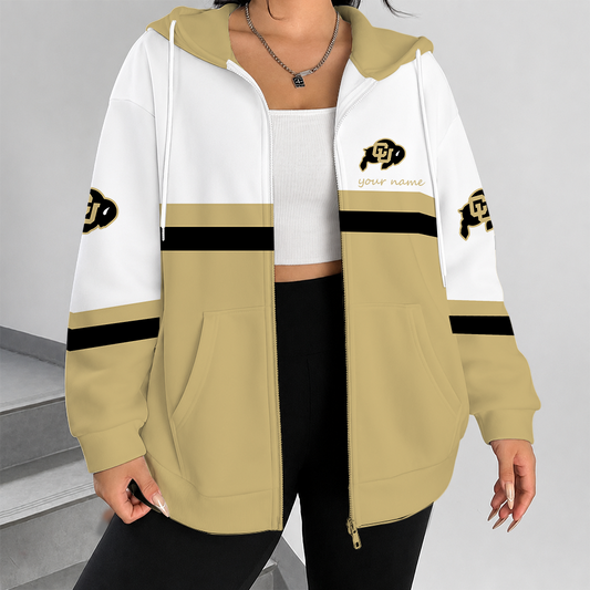 [TOUCHDOWN DEAL] NEW CUSTOMIZED NCAA FBS20 CRB COLORADO BUFFALOES ZIP HOODIE