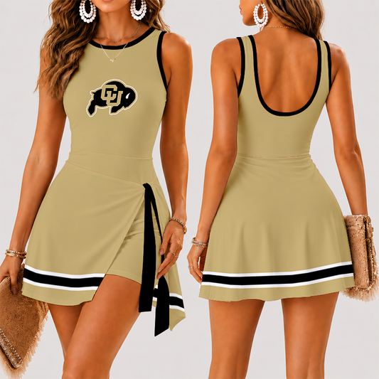 [TOUCHDOWN DEAL] NEW CUSTOMIZED NCAA FBS20 CRB COLORADO BUFFALOES WOMEN'S SUMMER SKORT DRESS