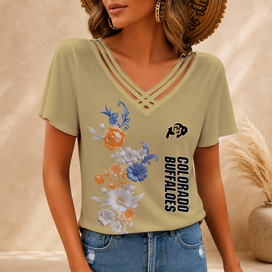 [TOUCHDOWN DEAL] NEW CUSTOMIZED NCAA FBS20 CRB COLORADO BUFFALOES V-NECK SHIRT