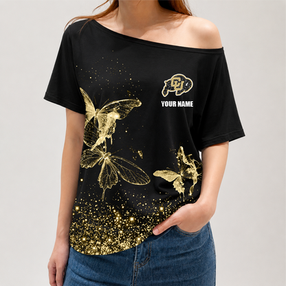 [TOUCHDOWN DEAL]NEW CUSTOMIZED NCAA FBS20 CRB COLORADO BUFFALOES OFF-SHOULDER SHIRT