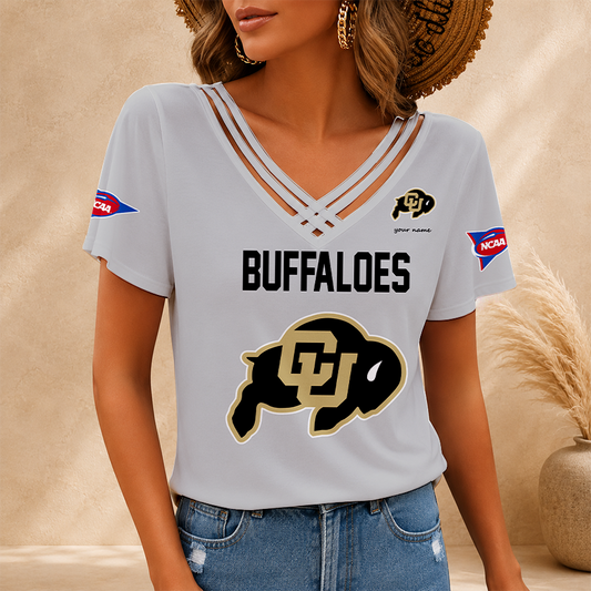[TOUCHDOWN DEAL] NEW CUSTOMIZED NCAA FBS20 CRB COLORADO BUFFALOES V-NECK SHIRT