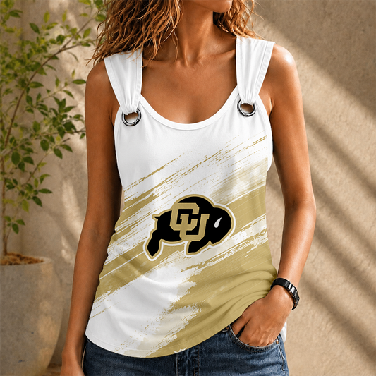 [TOUCHDOWN DEAL] NEW CUSTOMIZED NCAA FBS20 CRB COLORADO BUFFALOES O-RING SHOULDER TANK TOP