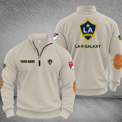 [GOAL DEAL] NEW CUSTOMIZED MLS20 LAG LA GALAXY MULTICOLOR STRIPED QUATER ZIP SWEATSHIRT