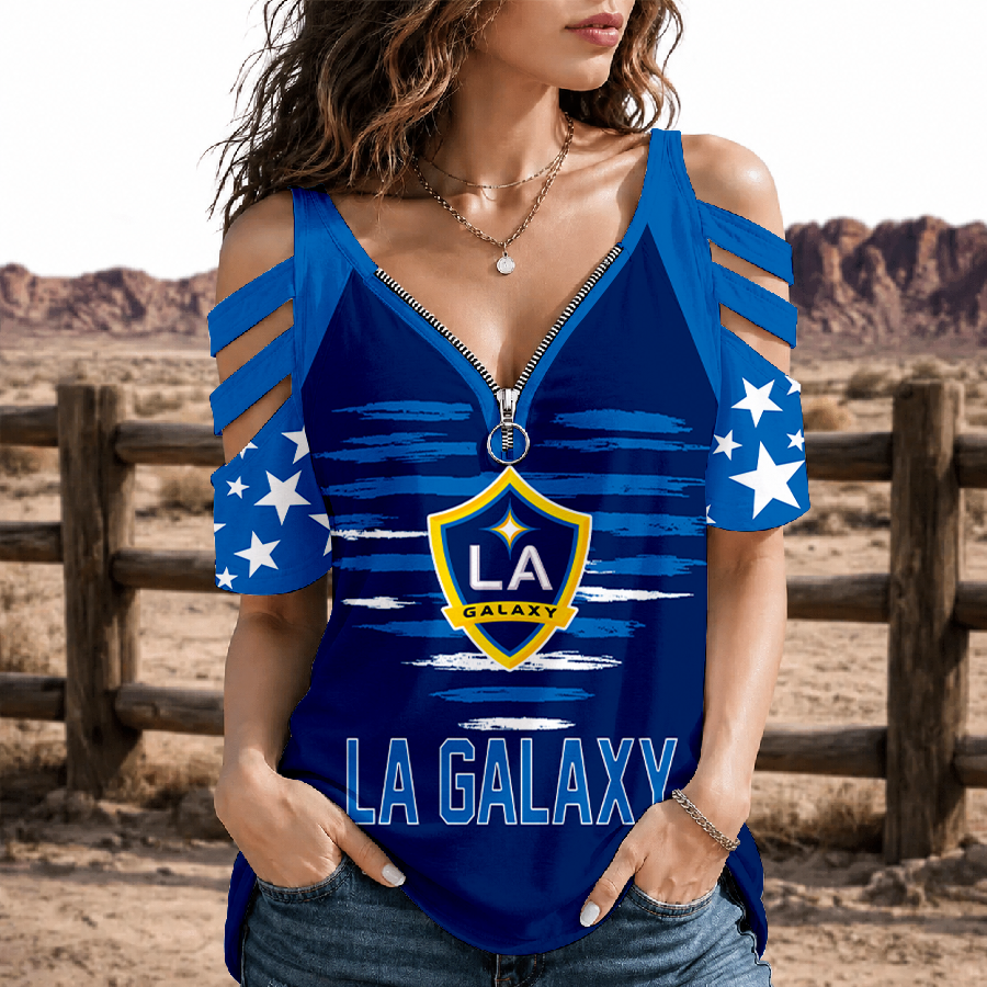 [GOAL DEAL] NEW CUSTOMIZED MLS20 LAG LA GALAXY STRAPPY COLD-SHOULDER TOP