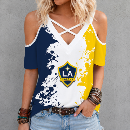 [GOAL DEAL] NEW CUSTOMIZED MLS20 LAG LA GALAXY CRISS CROSS V-NECK TOP
