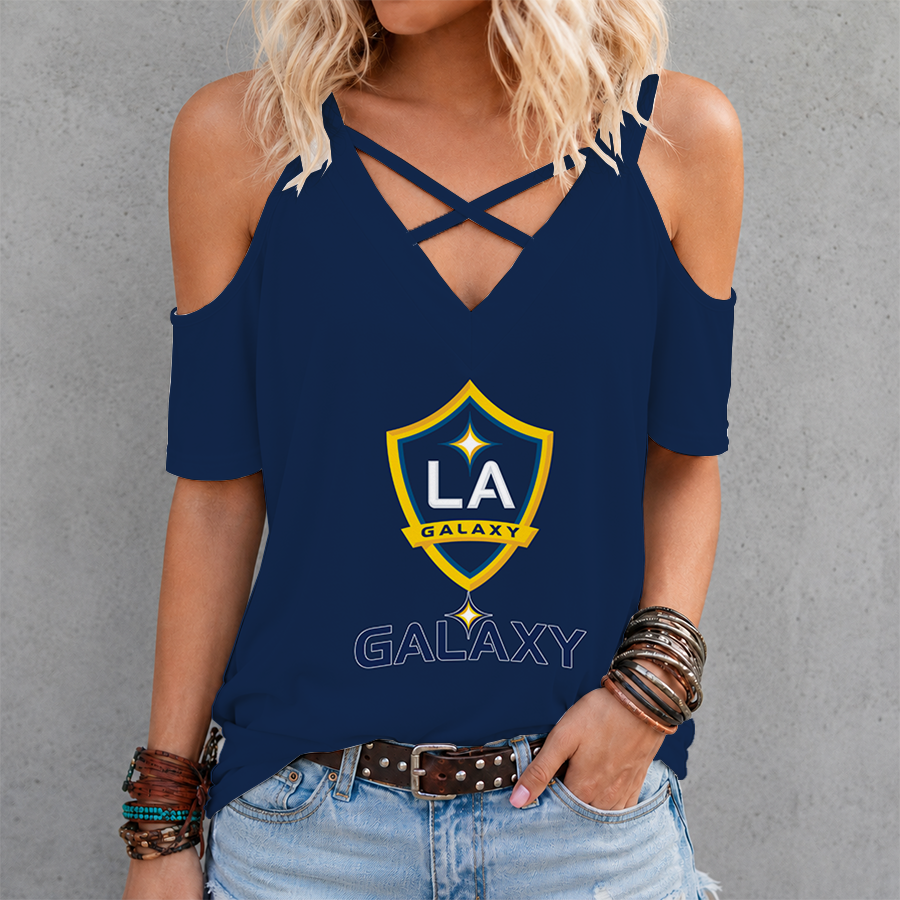 [GOAL DEAL] NEW CUSTOMIZED MLS20 LAG LA GALAXY CRISS CROSS V-NECK TOP