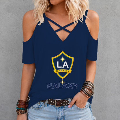 [GOAL DEAL] NEW CUSTOMIZED MLS20 LAG LA GALAXY CRISS CROSS V-NECK TOP
