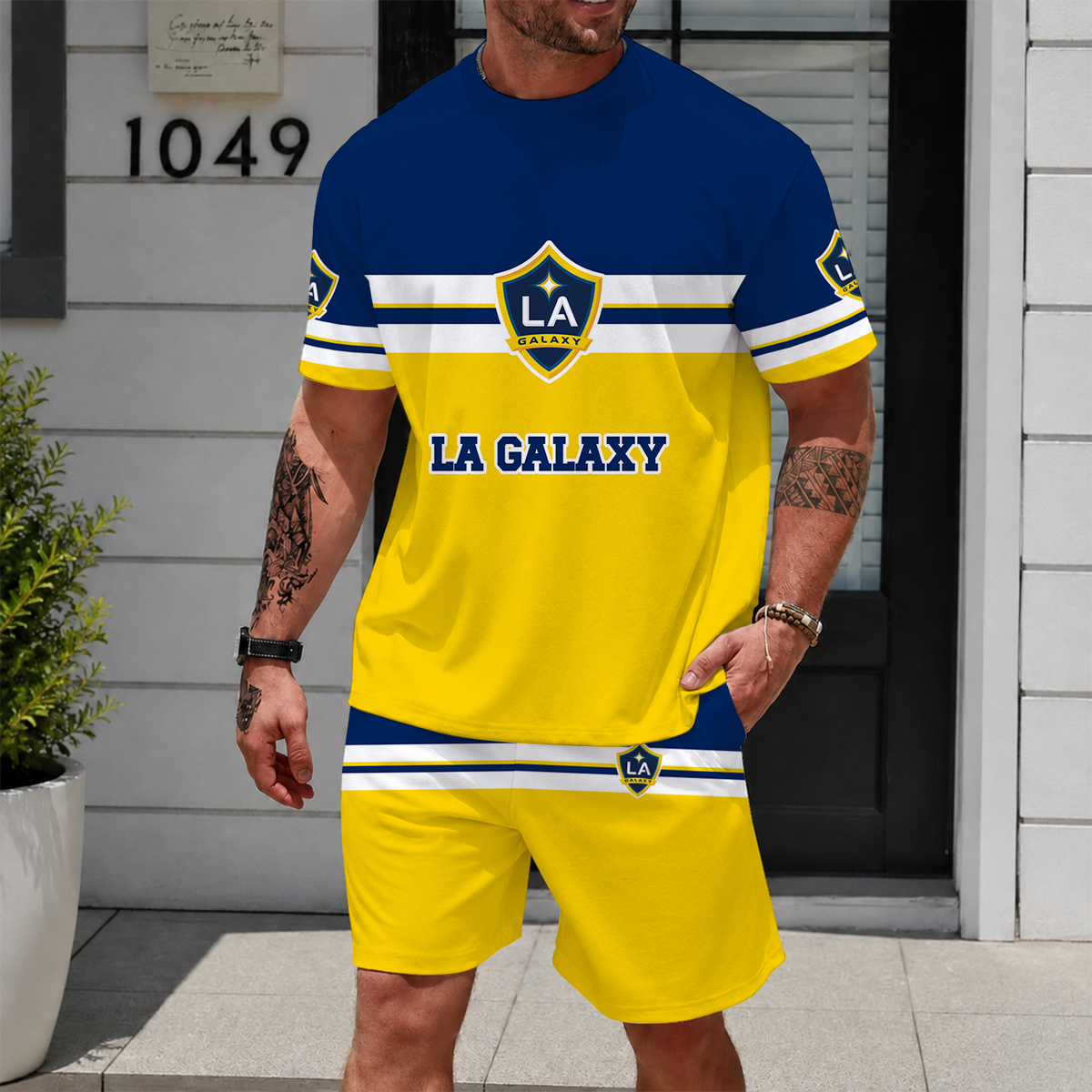 [GOAL DEAL] NEW CUSTOMIZED MLS20 LAG LA GALAXY UNISEX T-SHIRT & SHORTS SET