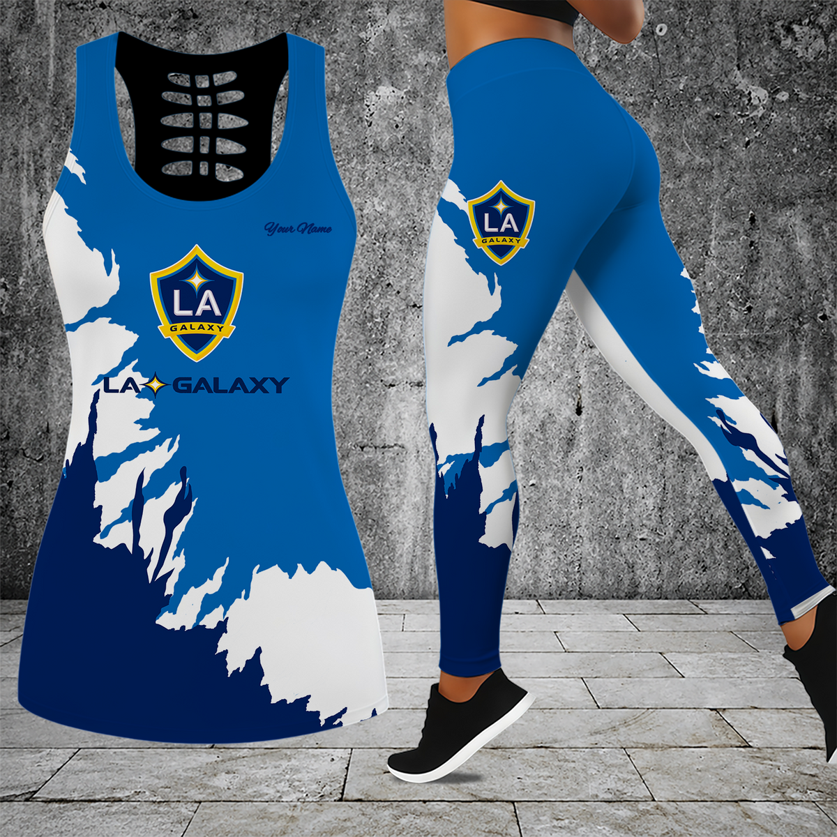 [GOAL DEAL] NEW CUSTOMIZED MLS20 LAG LA GALAXY HOLLOW TANK TOP & LEGGINGS SET