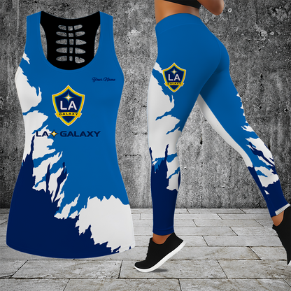 [GOAL DEAL] NEW CUSTOMIZED MLS20 LAG LA GALAXY HOLLOW TANK TOP & LEGGINGS SET