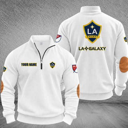 [GOAL DEAL] NEW CUSTOMIZED MLS20 LAG LA GALAXY MULTICOLOR STRIPED QUATER ZIP SWEATSHIRT
