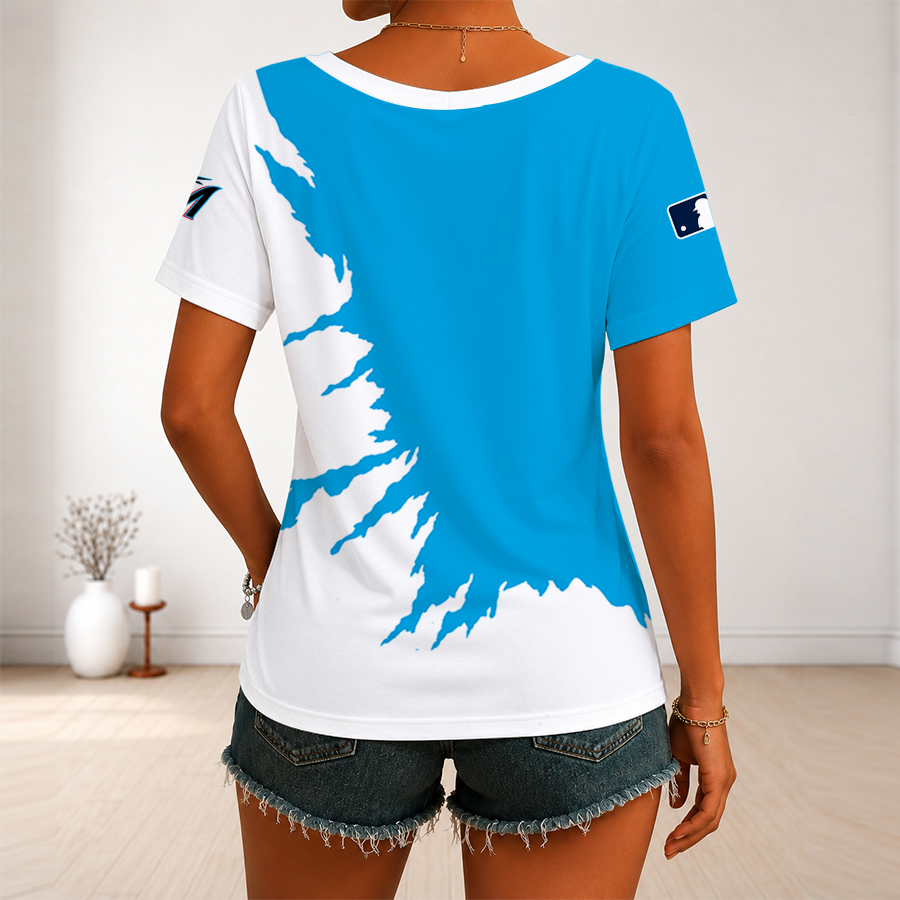[HOMERUN DEAL] NEW CUSTOMIZED MLB20 MMS MIAMI MARLINS V-NECK FEMALE SHIRT