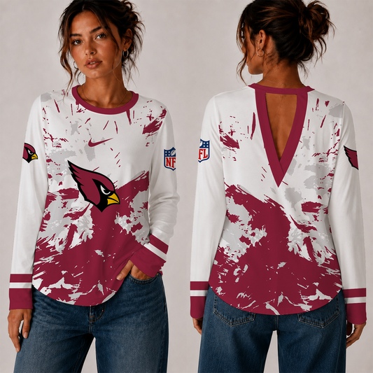 [TOUCHDOWN DEAL] NEW CUSTOMIZED NFL20 ARC ARIZONA CARDINALS WOMEN'S BACK V-CUT LONG-SLEEVE SHIRT