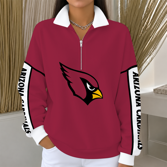 [TOUCHDOWN DEAL] NEW CUSTOMIZED NFL20 ARC ARIZONA CARDINALS QUARTER ZIP RIBBED SWEATER